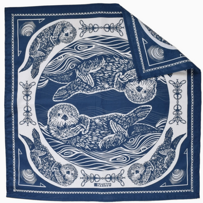 Otter Bandana - 100% Cotton - Blue & White · By Hearth and Harrow