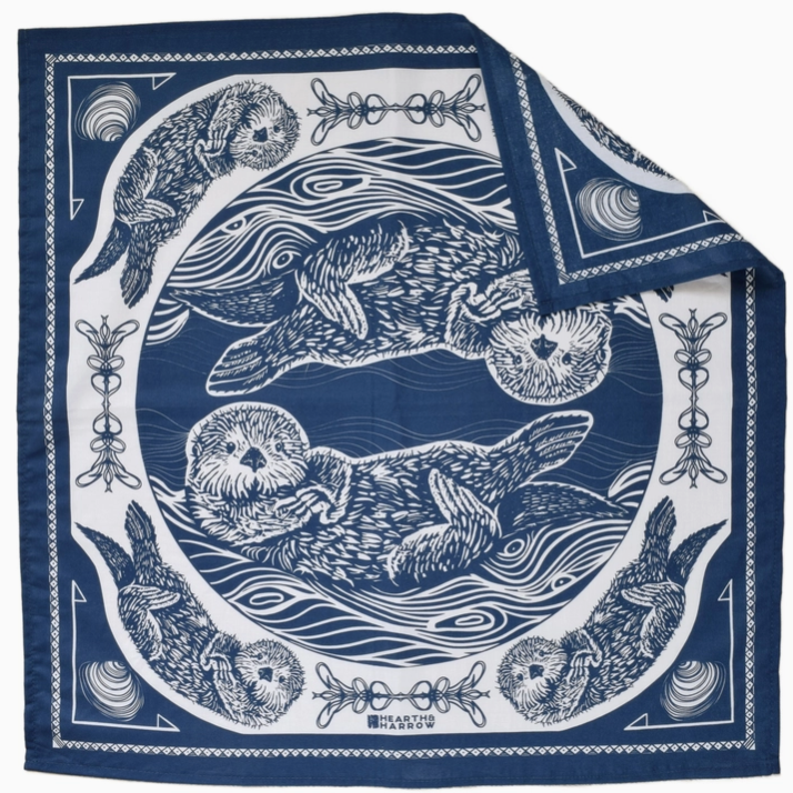 Otter Bandana - 100% Cotton - Blue & White · By Hearth and Harrow