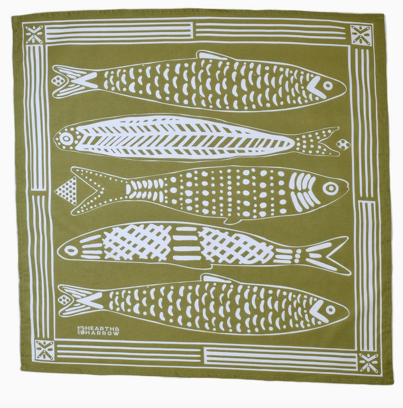 Sardine Bandana - 100% Cotton - Olive Green · By Hearth and Harrow