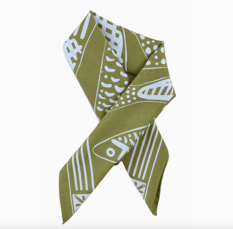 Sardine Bandana - 100% Cotton - Olive Green · By Hearth and Harrow